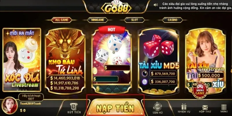 Làm thế nào để nạp tiền vào ví go88 nhanh chóng?